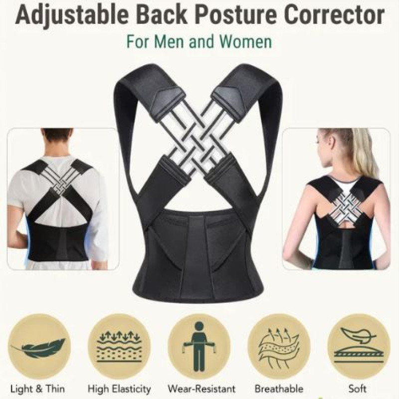 Adjustable Back Posture Belt For Men & Women ( Black Colour)