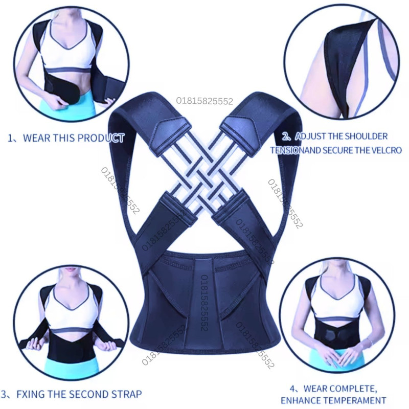 Premium Big Size Adjustable Back Posture Belt For Men & Women ( Navy Blue)