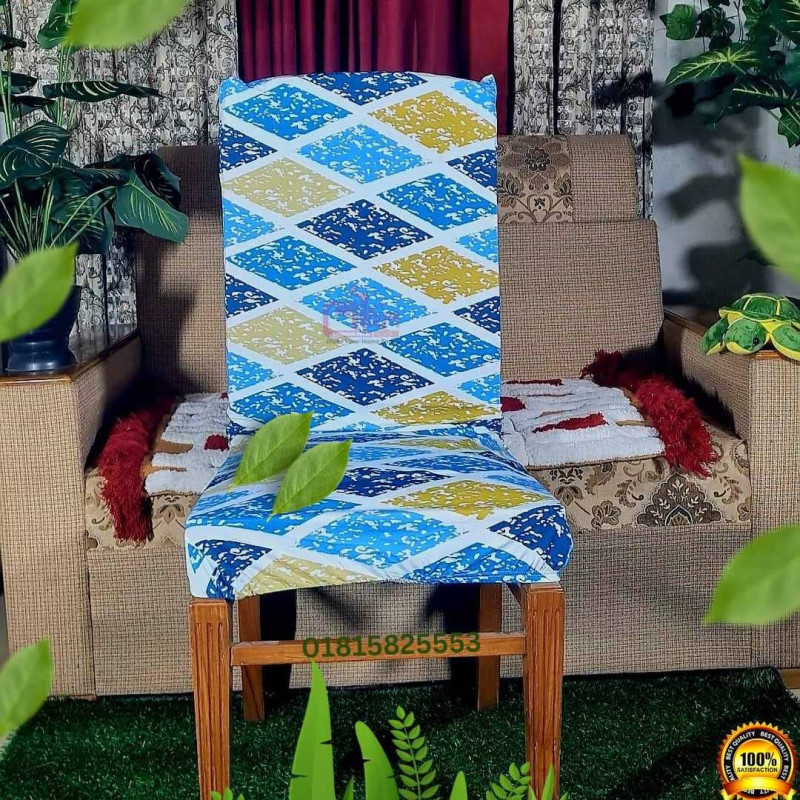 1pc Blue Diamond Design Chair Cover ( Super Spandex High Quality Fabric)